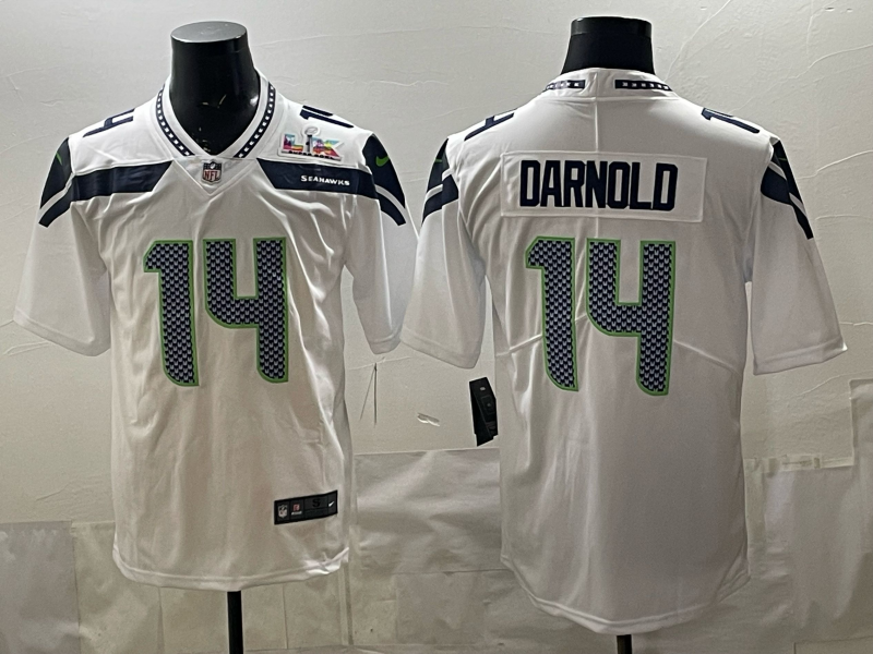 Men 2026 Seattle Seahawks #14 Darnold White Nike Limited NFL Jersey 001